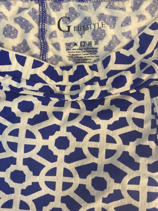 Gottex Blue and White Geometric Mini Skirt - Picture 3 of 5